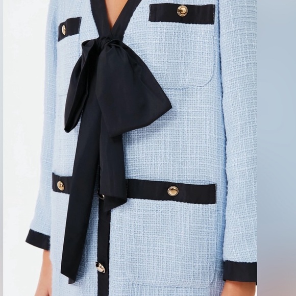 Tuckernuck Pomander Place Light Blue Coco Tweed Bow Dress SIZE MEDIUM - Picture 2 of 9